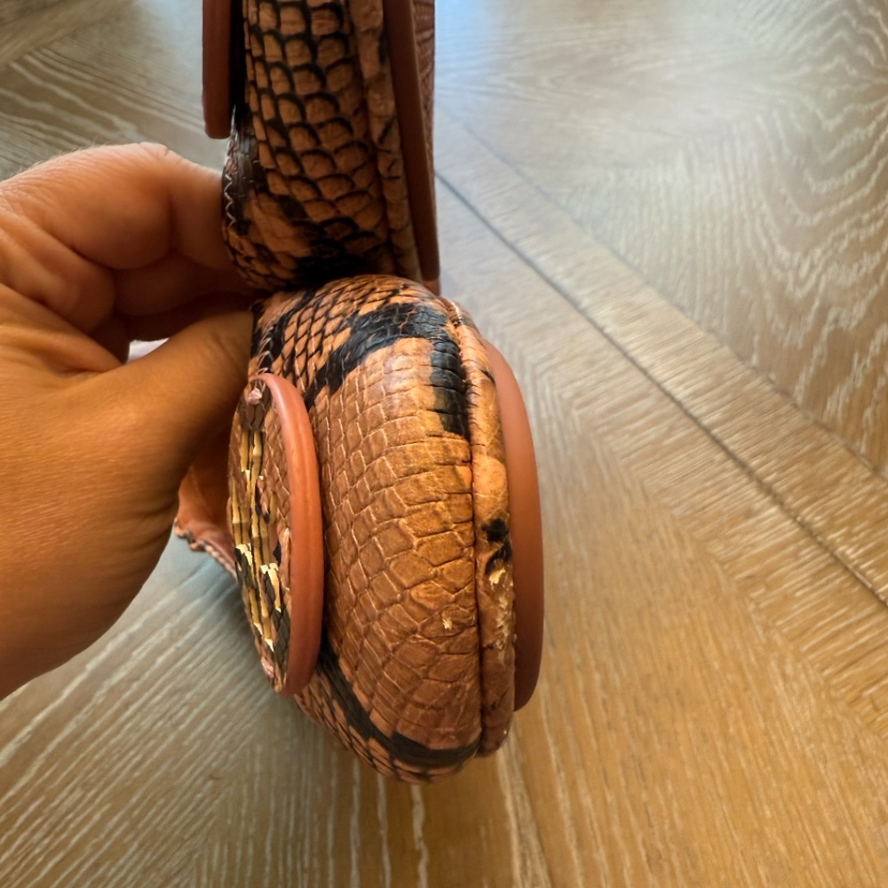 Tory Burch Orange Snake-Print Reva Flats with Logo Medallion - Picture 13 of 13